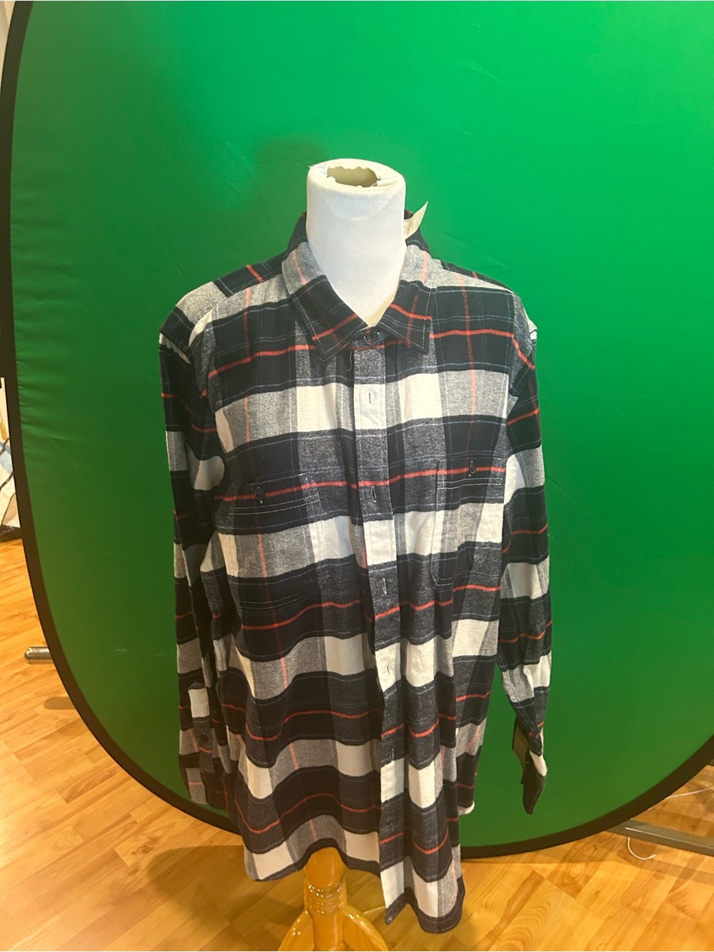 GAP Navy, White and Red Plaid Button-Down Shirt
